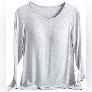 Time and Tru Gray long sleeve, boat neck, T-shirt, size large